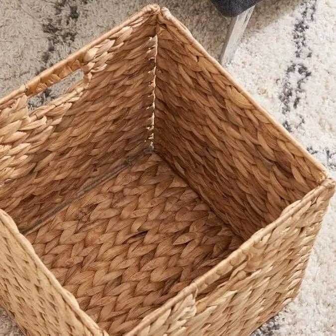 12 x 12in Water Hyacinth Storage Baskets, Wicker Storage Baskets for Shelves, Woven Baskets for Storage, Wicker Storage Basket for Bedroom, Living Room, Nursery Room (Natural 6 Packs 12x12in) by GreenHaven Gardens