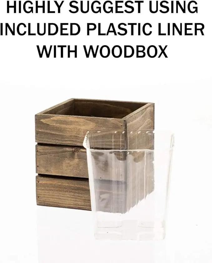 Wooden Planter Box, Rustic Whitewash with Plastic Liner l Garden Decor l Restaurant and Wedding Decorations l Wedding Bouquets, Table Centerpiece (5x5 Set of 4, Whitewash) by GreenHaven Gardens