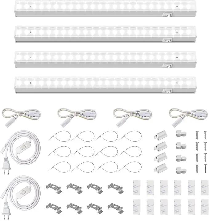 Barrina Grow Lights for Indoor Plants, 5000K White Full Spectrum Grow Light, 1ft Plant Growing Lamp, T5 Grow Light Strip, Plug and Play, 4-Pack by GreenHaven Gardens