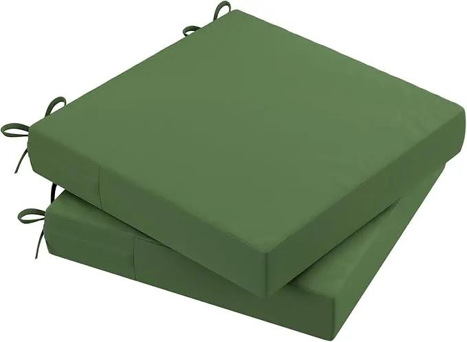 AAAAAcessories Outdoor Seat Cushions for Chairs, Waterproof, Fade-Resistant Patio Furniture Replacement Cushions, 18" x 18" x 2", Set of 2, Dark Moss by GreenHaven Gardens