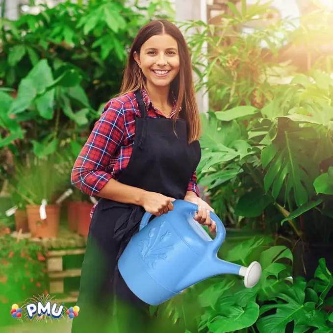 PMU 2 Gallon Watering Can - Garden Watering Can for Indoor & Outdoor Plants - Plastic Water Can with Detachable Sprinkler Head - Large Water Pot, Made in USA - Blue Pkg/6 by GreenHaven Gardens