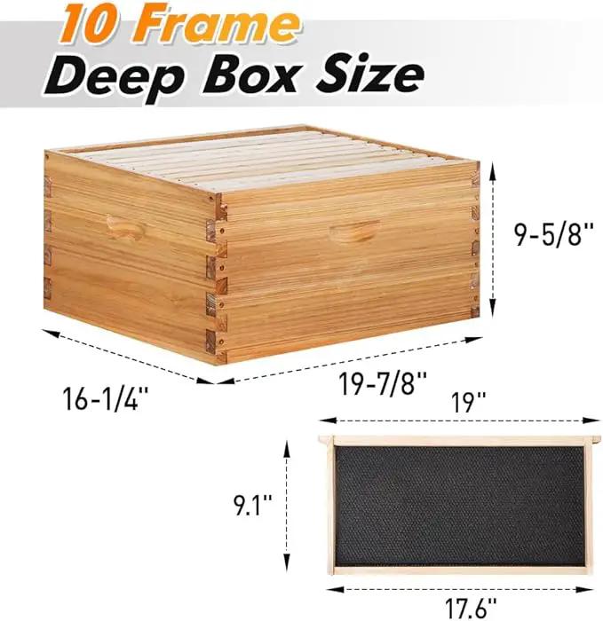 POLLIBEE 10 Frame Langstroth Beehive, Beeswax Coated Bee Hives for Bee Keeper,Beehive Include 2 Deep Bee Boxes and 1 Medium Bee Hive Box with Frame and Foundation(Unassembled) by GreenHaven Gardens