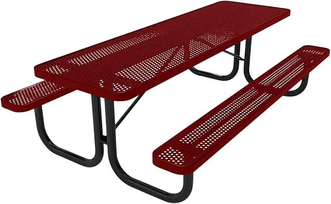T8-P-TXTBUR Heavy Duty Rectangular Portable Picnic Table, 8 Ft, Textured Burgundy, Made in America by GreenHaven Gardens