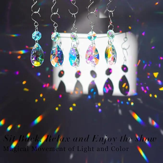 20 Pieces 38mm Crystal Prisms Chandelier Rounded Pear Ornament Pendants Crystal Beads Hanging Glass Crystal Chandelier Prisms for Wedding Party Tree Garlands Decoration DIY Jewelry by GreenHaven Gardens