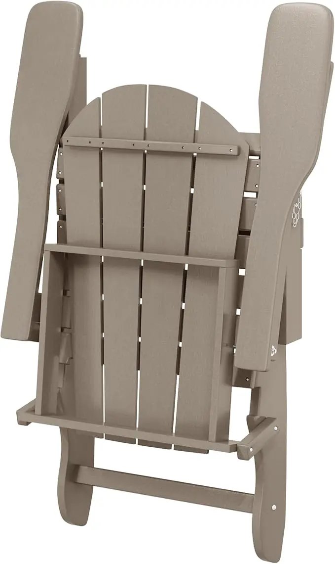 Westin Outdoors Laguna WO Home Furniture Adirondack Chair 4 PC Set Classic Outdoor Patio Folding Chair for Bon Fire Pit Lawn Backyard Beach Plastic Weather-Resistant (WeatherWood) by GreenHaven Gardens