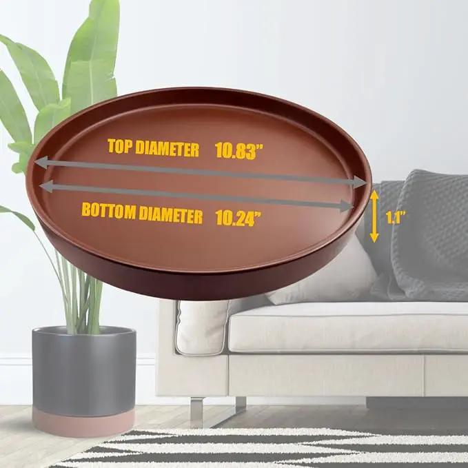 Ceramic Plant Saucer Pot Tray 10 Inch, Planter Saucers 4 5 6 7 8 9 10 11 12 13 Inch for Indoors Outdoor, Durable Sturdy Flower Drainage drip Water Tray for Glazed Pots Base (10.7 Inch-Brown) by GreenHaven Gardens