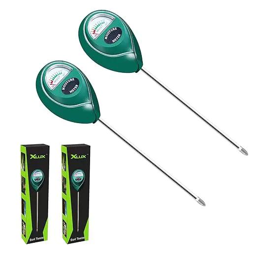 XLUX Soil Moisture Sensor Meter Water Monitor, Hygrometer for Gardening, Farming,Plants, No Batteries Required, 2 Pack by GreenHaven Gardens