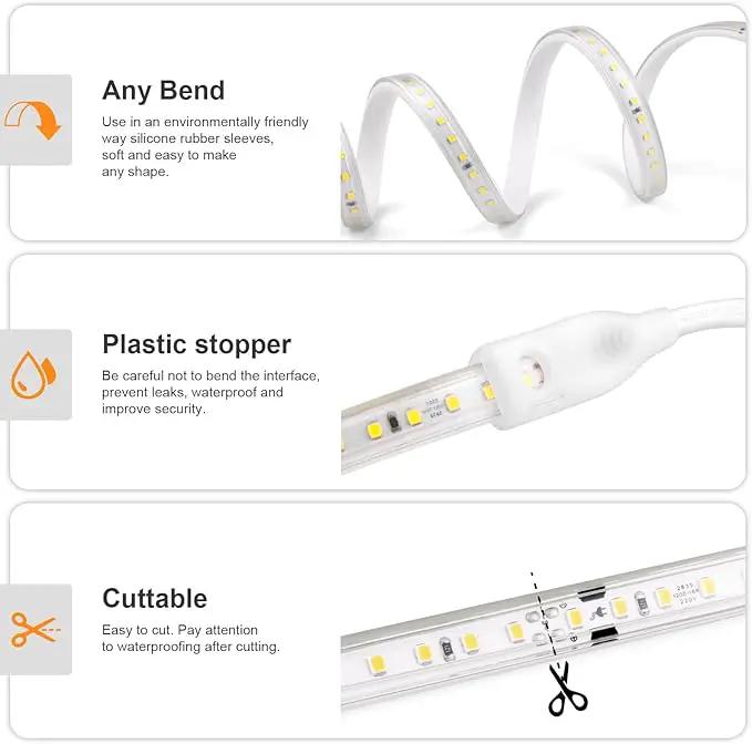 AIMENGTE LED Strip Lights Outdoor Waterproof, 600 LEDs, 6500K Cool White, 16.4ft LED Rope Lights for Bedroom, Kitchen, Garden, Patio, Indoor Christmas Decoration, AC 110V by GreenHaven Gardens