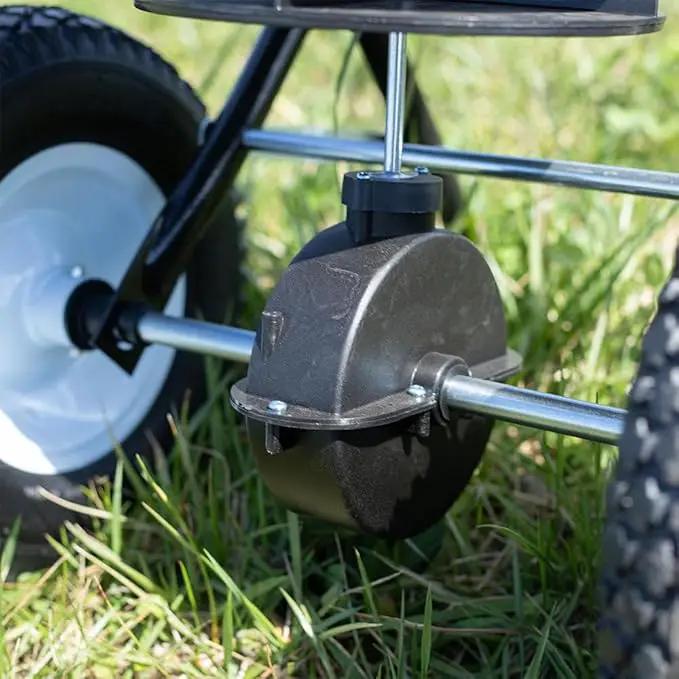 Titan Attachments 50 lb Professional Fertilizer Push Broadcast Spreader, Spreads 10 to 12 FT, Lawn Care and Ice Melter, Yard Tool by GreenHaven Gardens