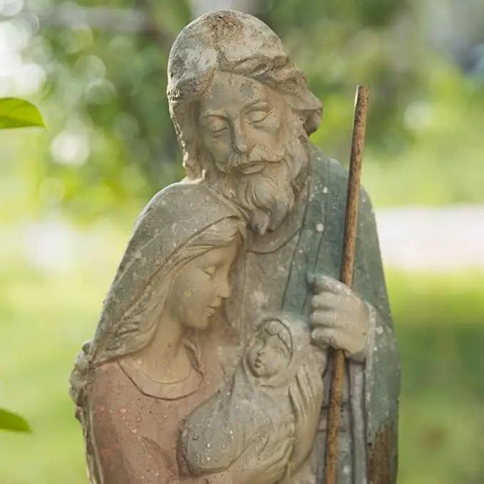 Holy Family Garden Statue Large Catholic Outdoor Sculpture H31.5” Big Sacred St Joseph Tall Virgin Mary Religious Saint Mother of God Outside Yard Lawn Patio Painted Resin by GreenHaven Gardens