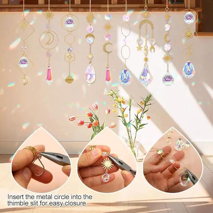 HYBEADS 200 pcs DIY Sun Catchers Making Kits Craft for Adults Crystal Suncatchers Supplies Stained Glass Window Hanging Prism Indoor Outdoor Garden Xmas Decor with Rainbow Maker Pendants Chains by GreenHaven Gardens