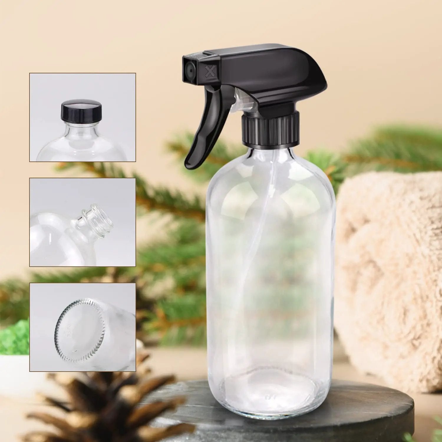 Wedama Glass Spray Bottles, 16 oz Glass Spray Bottles for Cleaning Solutions and Essential Oils, Refillable Empty Spray Bottle with Adjustable Nozzles for Alcohol, Plant and Hair Care (1 Pack) by GreenHaven Gardens