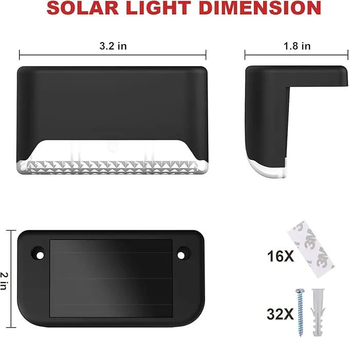 Pearlstar Solar Deck Lights - 16 Waterproof LED Solar Step Lights for Deck, Stairs, Yard, Patio, and Pathway (White, Black) by GreenHaven Gardens