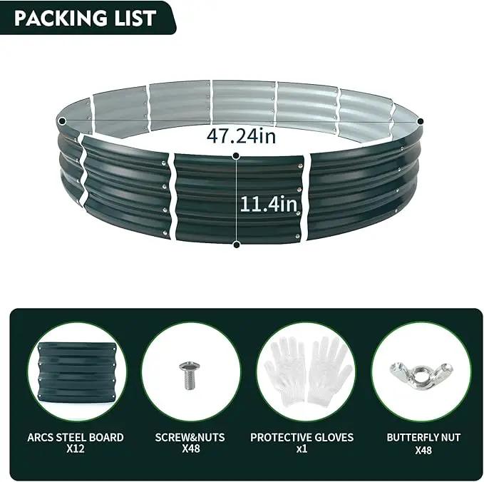 Galvanized Raised Garden Beds for Gardening - 4x4x1ft Round Metal Planter Boxes Above Ground Outdoor for Vegetables,Flowers,Herbs, Garden Container Green by GreenHaven Gardens