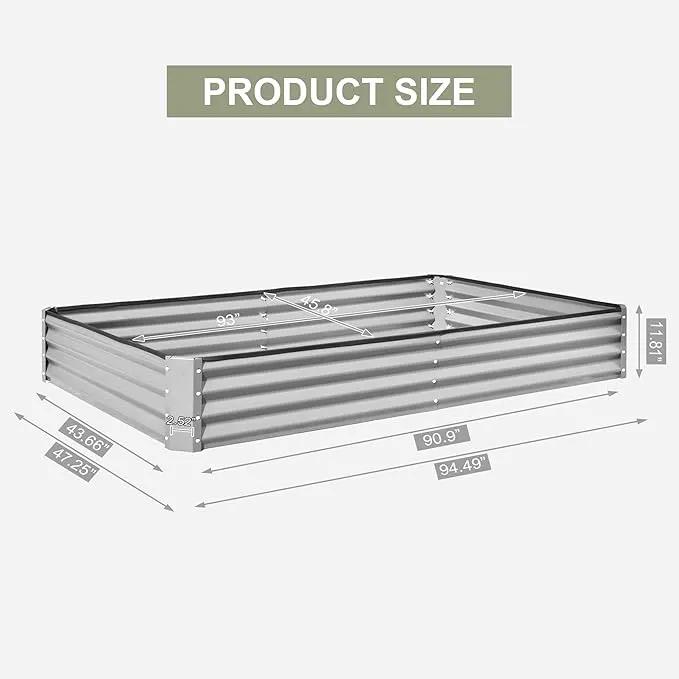 Domi Galvanized Raised Garden Bed, 6x3x1Ft Thickening Metal Planter Box for Vegetables Bottomless for Backyard Outdoor, 1" Deep w/ 128 Gallon Capacity - Silvery by GreenHaven Gardens