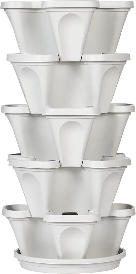 Mr. Stacky 5 Tier Stackable Strawberry, Herb, Flower, and Vegetable Planter - Vertical Garden Indoor/Outdoor by GreenHaven Gardens