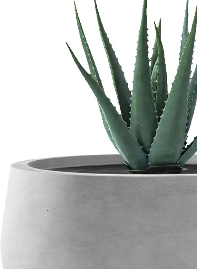Kante 19.6",15.7",11.8" Dia Round Concrete Planters Set of 3, Outdoor Indoor Garden Plant Pots with Drainage Hole and Rubber Plug, Modern Curvaceous Design, Natural Concrete by GreenHaven Gardens