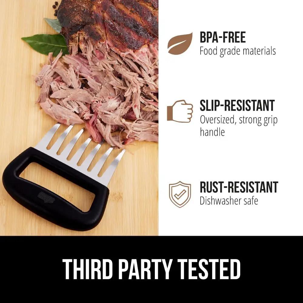 GORILLA GRIP BPA-Free Chicken Shredder Meat Claws, Sharp Stainless Steel Food Shredding Fork, Comfortable Handle, Easily Shred Pulled Pork, Taco Meats, Kitchen Smoker BBQ Tool, Dishwasher Safe, Black by GreenHaven Gardens
