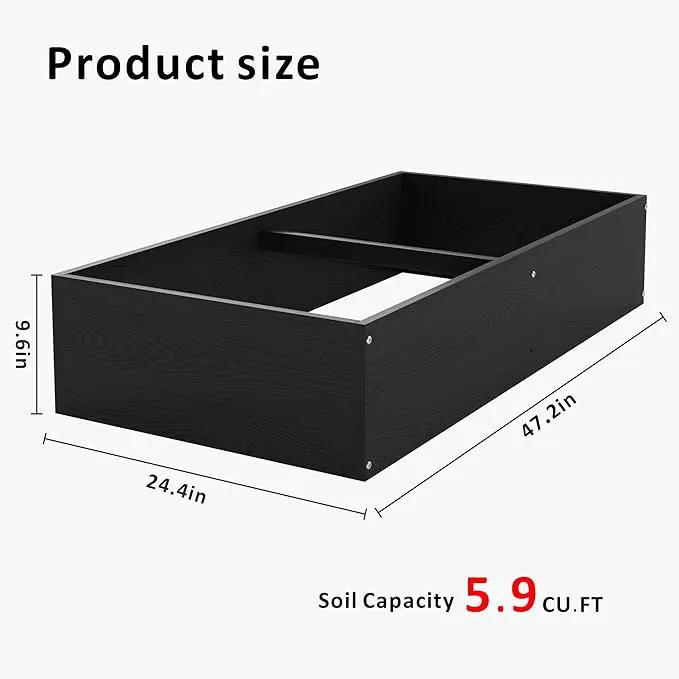 Raised Garden Bed 47.24 * 24.4 * 9.65 in,HDPE Vegetable Planter Bed Outdoor,Elevated Horticulture Planter Bed,Waterproof,Rot-Resistant and Non-Cracking Above Ground Garden Bed(Black) by GreenHaven Gardens