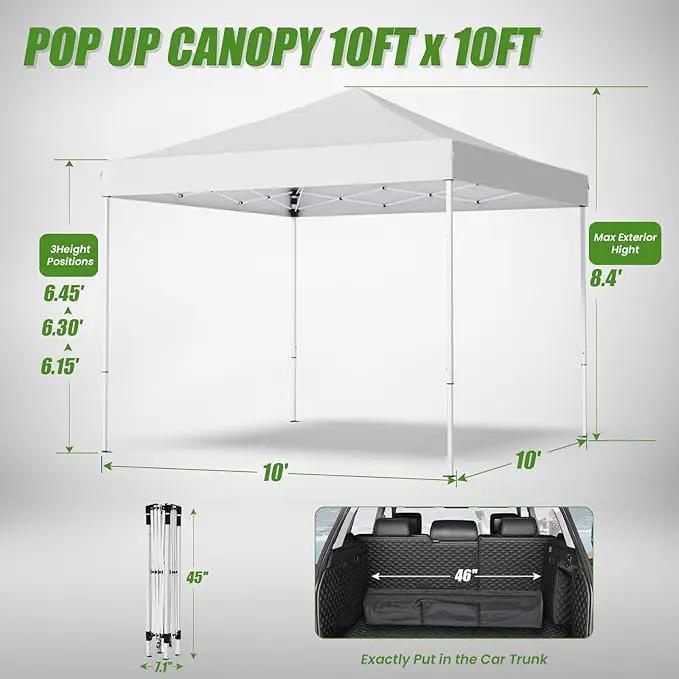 Shades 10x10 Pop Up Canopy,Heavy Duty Beach Tent with Carrying Bag for Easy Moving,Sun Shelter for Parties,Events,Camping,Outdoor Gazebo with 420D PU Coated Waterproof White Fabric,4 Sandbags by GreenHaven Gardens