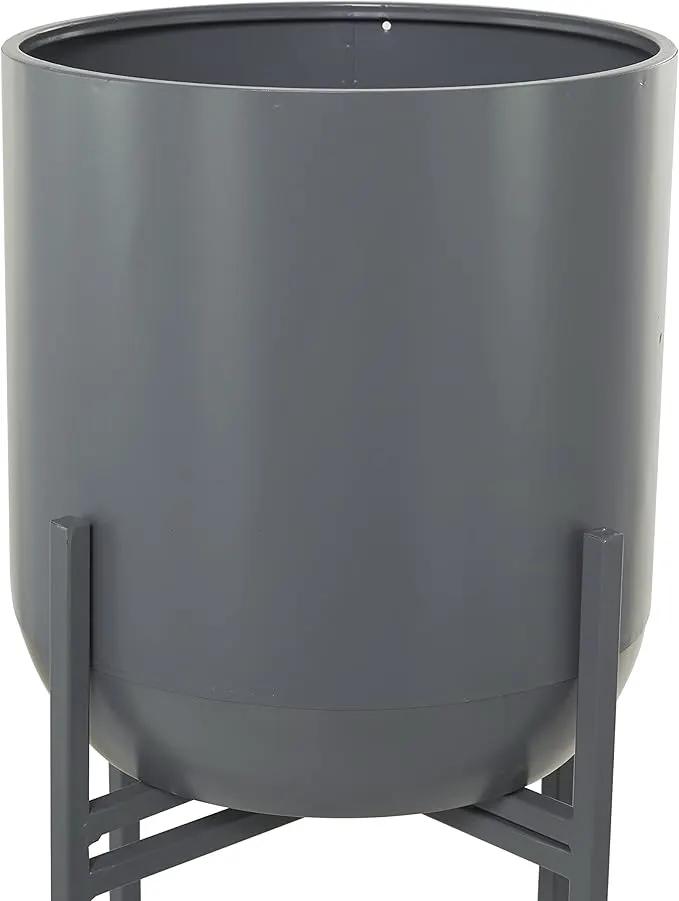 Deco 79 CosmoLiving by Cosmopolitan Metal Round Planter with Removable Stand, 13" x 13" x 42", Gray by GreenHaven Gardens