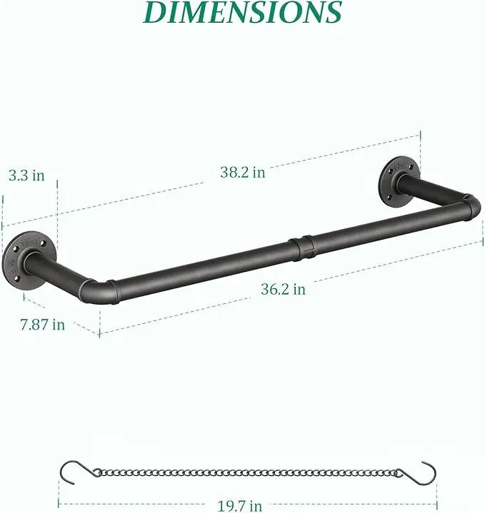 Plant Hanger Indoor, Hanging Planters Rod for Indoor Plants with 3 Hanging Chains, Wall Plant Hanging Rod for Window Ceiling, 38.2 Inch, Metal/Black, Pots Not Included… by GreenHaven Gardens