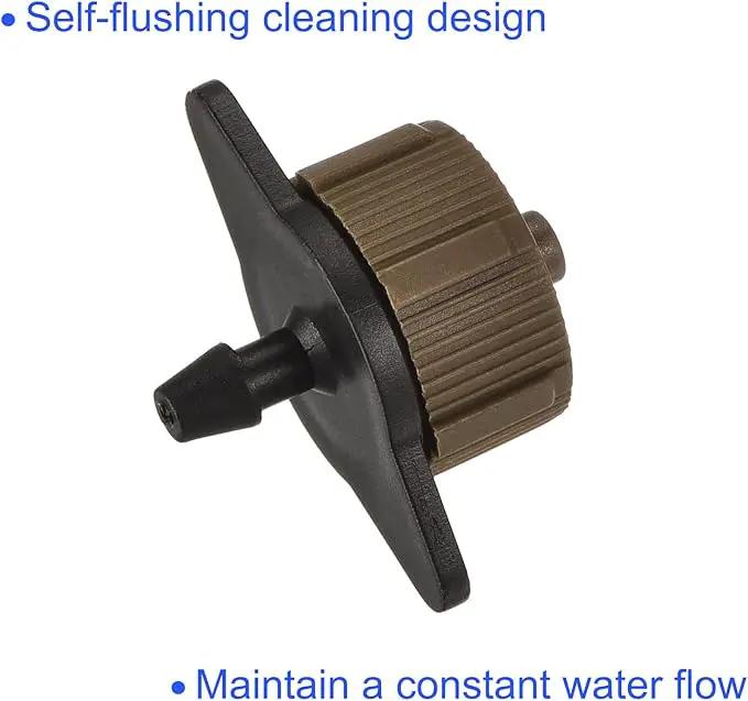 50 Pack Pressure Compensating Dripper - Garden Irrigation, Maintain Constant Flow & Drip Emitter, Apply to Outdoor Garden Lawn Tree (2 Gallon Per Hour, Black Brown) by GreenHaven Gardens