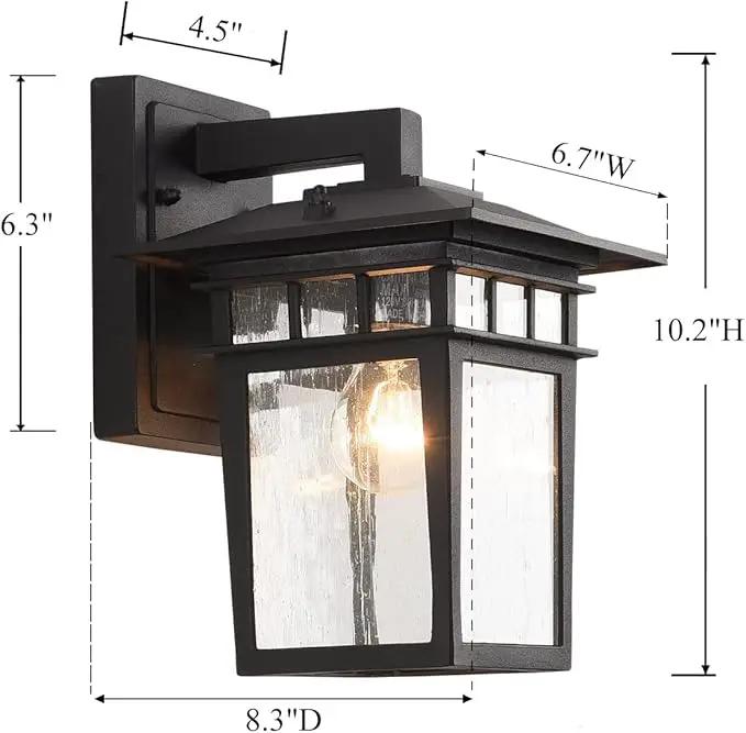 Outdoor Wall Lantern, Exterior Lighting Fixtures Wall Mount, 2 Pack Black Outdoor Sconce with Seeded Glass, Exterior Porch/Patio Lights for House Front Door Garage by GreenHaven Gardens