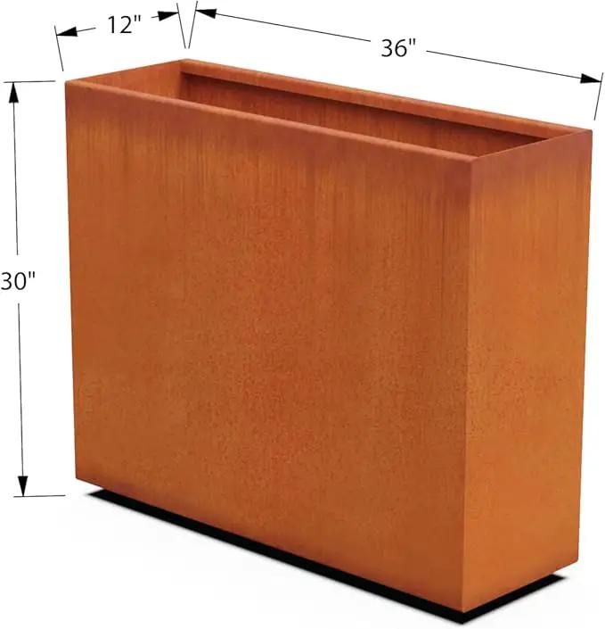 Corten Steel Planter Rectangle Outdoor Metal Garden Box Heavy Duty | Made in USA | Fully Assembled by GreenHaven Gardens