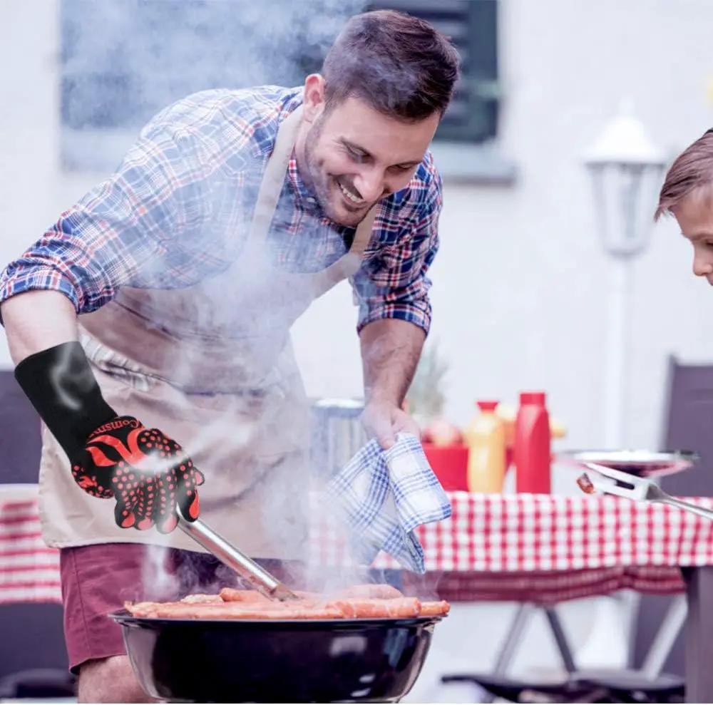 Comsmart BBQ Gloves, 1472 Degree F Heat Resistant Grilling Gloves Silicone Non-Slip Oven Gloves Long Kitchen Gloves for Barbecue, Cooking, Baking, Cutting by GreenHaven Gardens