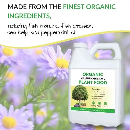 Organic All-Purpose Liquid Plant Food - Use on All Outdoor Plants: Flower Beds, Vegetable Gardens, Container Gardening | Concentrated Liquid Fertilizer Alternative (32oz, 2 Pack, Mixes to 64 Gallons) by GreenHaven Gardens