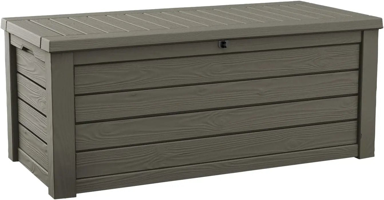 Keter Westwood 150 Gallon Resin Large Outdoor Storage Box for Patio Furniture, Outdoor Cushions, Garden Tools and Pool Floats, Mossy Brown by GreenHaven Gardens