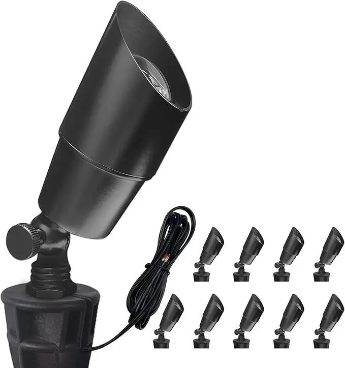 COLOER Brass Low Voltage Landscape Spotlight Fixture(Black) 10-Pack Without Bulb,12V AC/DC Outdoor Spot Lights for Yard, Directional Garden Patio Spot Up Light(101B-Black) by GreenHaven Gardens