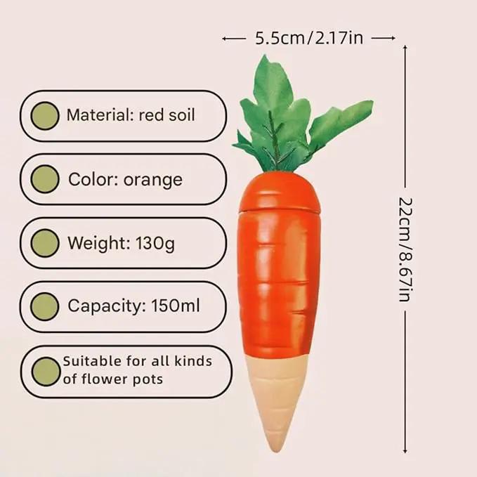 4-Pack Plant Watering Spikes with Lids，Self Watering Spikes, Plant Water Seepage Device, Cute Carrot Shape，Clay Plant Garden Waterers for Vacations by GreenHaven Gardens