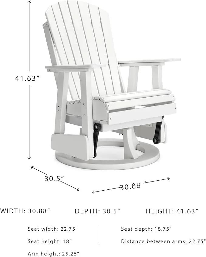 Signature Design by Ashley Hyland Wave Casual Weather Resistant HDPE Outdoor Swivel Glider Chair, White by GreenHaven Gardens