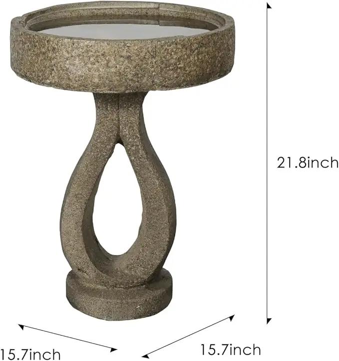 SKYFIRE 21.8”Birdbaths for The Garden Clearance -Concrete Modern Bird Bath for Outside, Yard Statue Decoration for Garden, Patio, Yard, Lawn -15.7”Dia X 21.8”H Contemporary Birdbath with Pedestal by GreenHaven Gardens