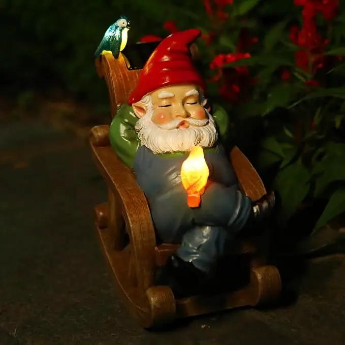 Garden Gnome Statue Outdoor Decor, Solar Patio Garden Gnomes, Garden Decor for Outside Yard Sculptures & Statues Resin Figurines Gift for Women, Mom, Grandma by GreenHaven Gardens