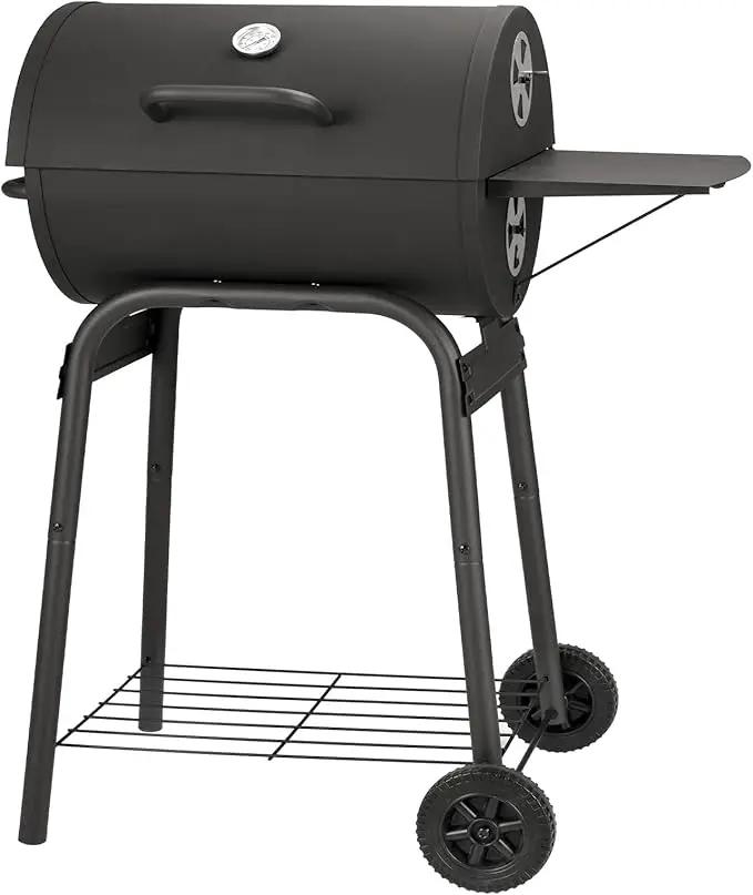 Barrel Charcoal Grill, Large Charcoal Grills with Side Shelf, Outdoor BBQ Grill,Perfect for Backyard Camping, Patio Parties, and Picnics by GreenHaven Gardens