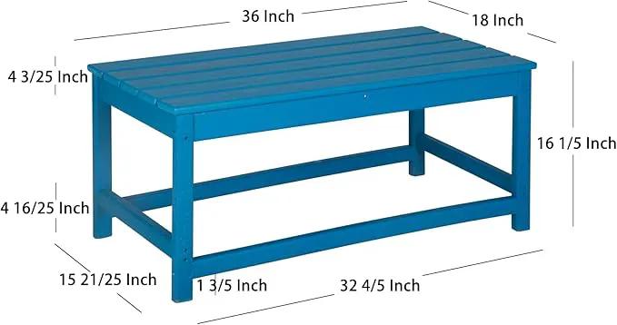 WO Home Furniture Adirondack Chairs Table Set of 3 PCS Outdoor Folding Chairs Coffee Table Weather/UV Resistant for Lawn, Garden, Bon Fire, Balcony (Pacific Blue) by GreenHaven Gardens