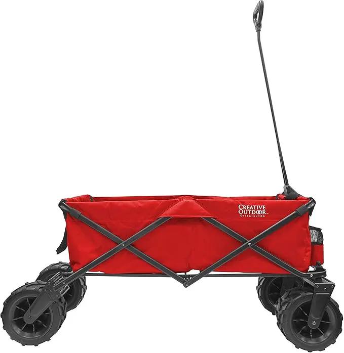 Creative Outdoor Wagon for Kids Push Pull Collapsible Stroller Giant All-Terrain Folding Cart | XXXL Monster Series Wagons | Outdoor Garden & Tailgate | Red by GreenHaven Gardens