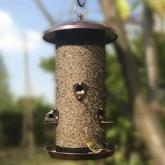 Nature's Rhythm Metal Hopper Bird Feeder, Dual Seed Compartments, 10 Feeding Ports, Holds 10lbs Seed, Attracts Cardinals, Titmice, Nuthatches by GreenHaven Gardens