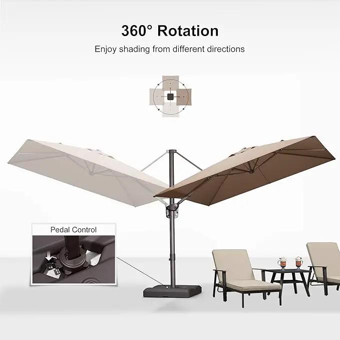 PURPLE LEAF 9 Feet Patio Umbrella Square Cantilever Umbrella Outdoor with 360° Rotation and Aluminum Offset Hanging for Pool Deck Garden Backyard, Taupe by GreenHaven Gardens