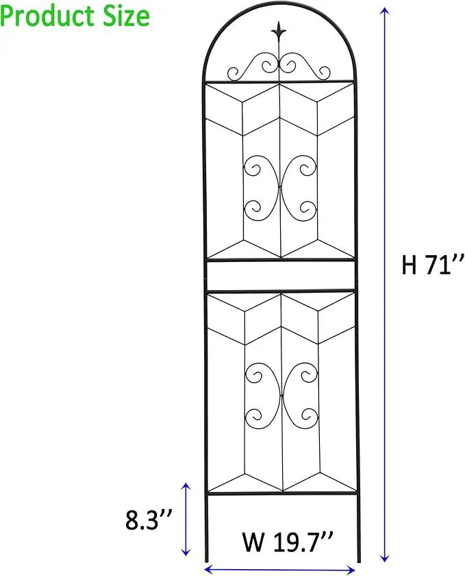 Metal Garden Trellis Rustproof Trellis for Climbing Plants Outdoor Flower Support (Black-4 Pack, 71"x19.7") by GreenHaven Gardens