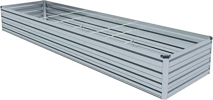12x2x1.5FT Galvanized Raised Garden Beds Kit Large Outdoor Metal Gardening Planter Box for Vegetable Elevated Flower Herbs, Silver by GreenHaven Gardens