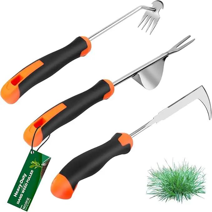 2025 Hand Weeder Tool, Rubber Handle Manual Weeder Puller Tool, Uprooting Weeding Tools, Crack Weeder Crevice, 4 Teeth Weeding Tool, Weeding Artifact Tool for Gardening(3 Pcs) by GreenHaven Gardens