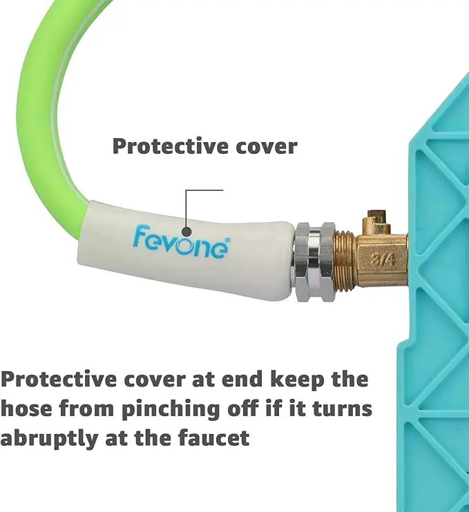 Fevone 100 ft Garden Hose, Heavy Duty Water Hose, Hybrid Polymer, Kink Resistance, Flexible, Durable, Leak Free, Aluminum Fittings, 3/4" GHT, 5/8" ID, 600 Psi, Drinking Water Safe by GreenHaven Gardens