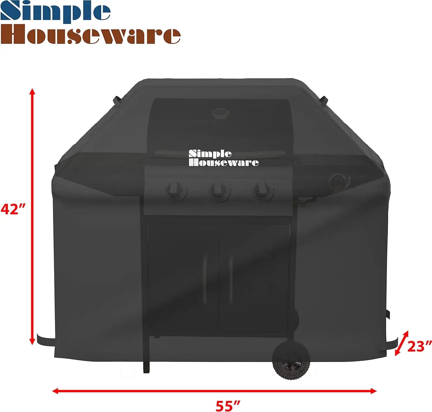 Simple Houseware 55 in. Waterproof Heavy Duty Gas BBQ Grill Cover, Weather-Resistant Polyester by GreenHaven Gardens