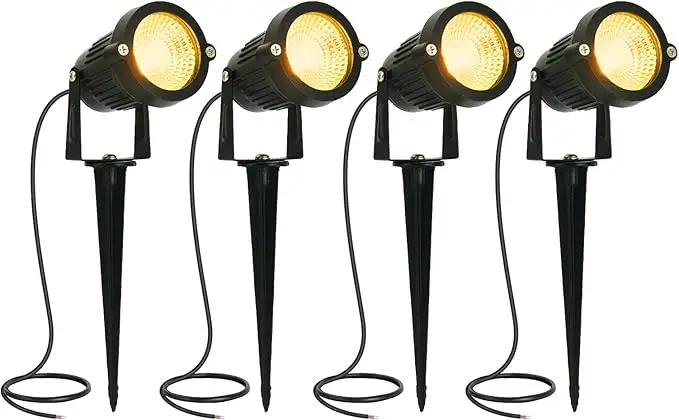 LED Landscape Spotlights Low Voltage 5W 12V 24V Garden Pathway Lights Waterproof IP66 Warm White Walls Trees Flags Outdoor Landscape Lights with Stakes by GreenHaven Gardens