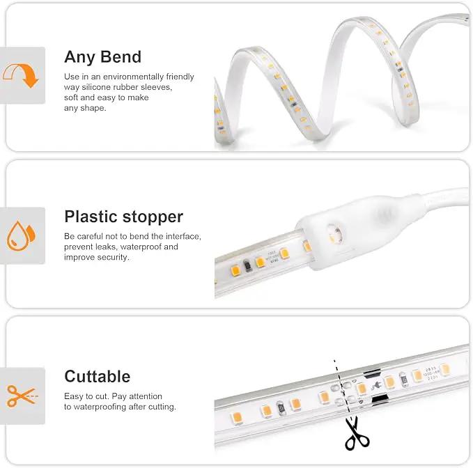 AIMENGTE LED Strip Lights for Room - Outdoor Led Strip Lighting Waterproof, AC 110V, 1200LEDs, 3000k LED Rope Lights for Garden, Patio, Living Room Bedroom Kitchen Home Decoration(32.8ft, Warm White) by GreenHaven Gardens