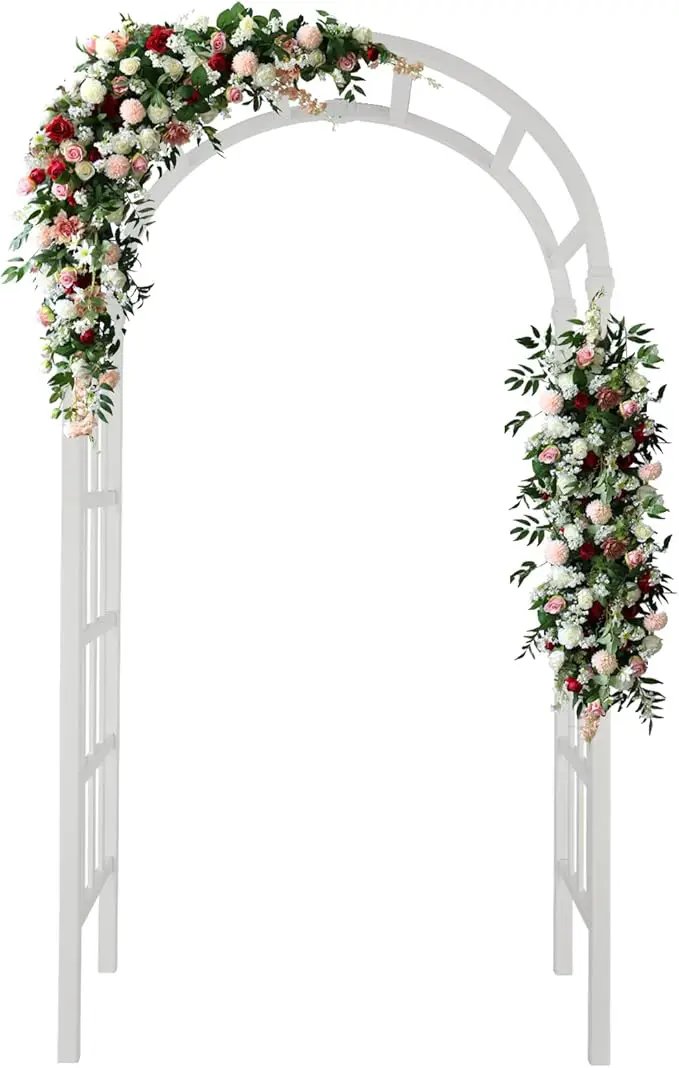 VINGLI Vinyl Garden Arbor, PVC Wedding Arch for Ceremony Party, Garden Trellis for Climbing Plants Outdoor, Arch Backdrop Stand for Garden, Backyard, Lawn by GreenHaven Gardens